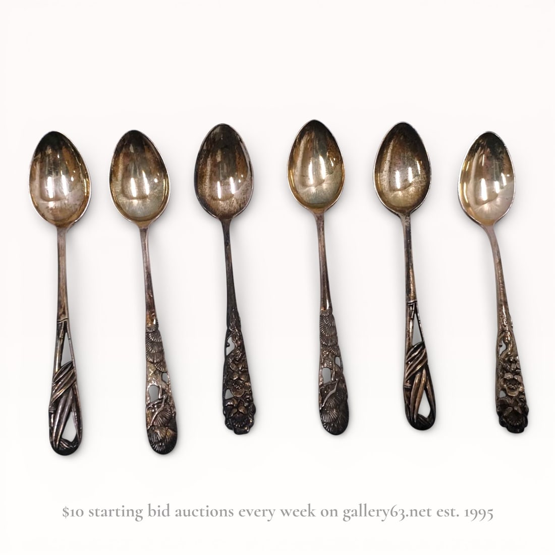 A Set of Six Japanese Silver Demitasse Spoons (1 of 7)