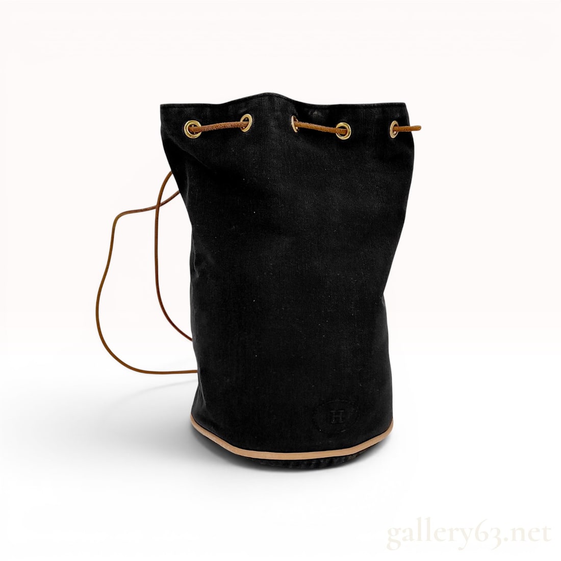 Hermes Black Canvas Polochon Mimile Drawstring Backpack (1 of 10)
