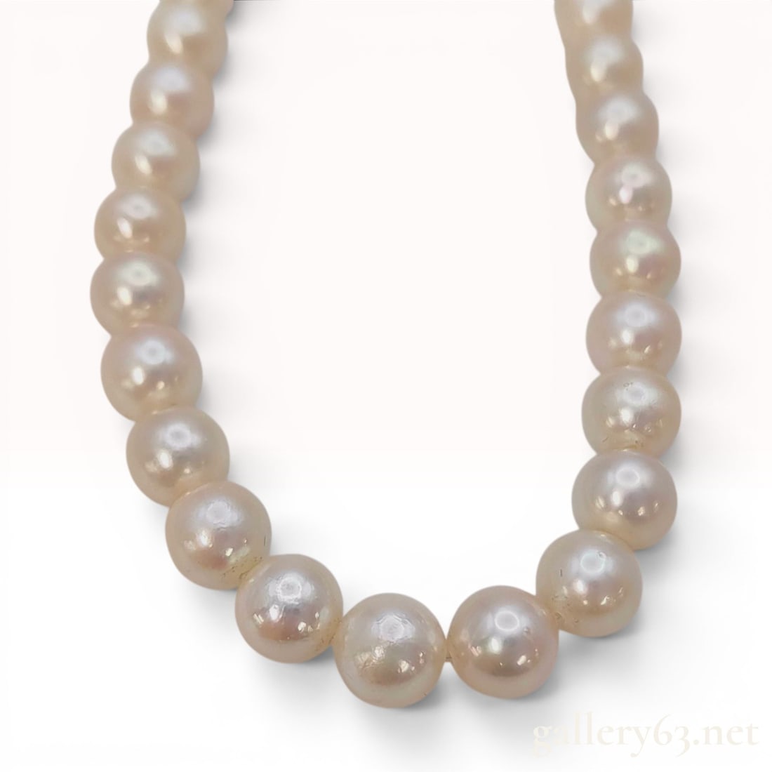 Single-Strand Semi-Round Cultured Pearl Necklace with Silver Clasp (1 of 5)