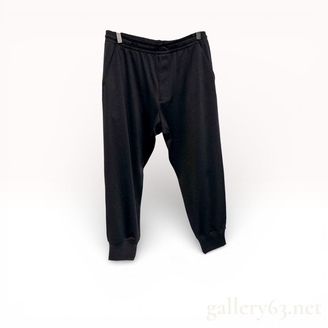 Y-3 Yohji Yamamoto x adidas Black Jogger Sweatpants Size XL: Y-3 (adidas x Yohji Yamamoto) jogger-style sweatpants in black heavyweight jersey knit. Features include an elasticated drawstring waistband, four pockets including one zippered rear pocket, and ribbe