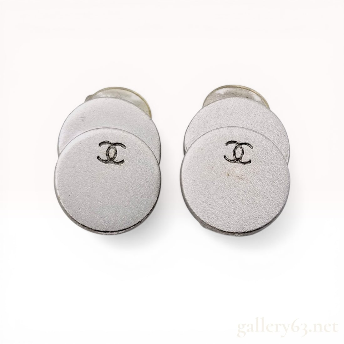 A Pair of Chanel Silver-Tone Double Disc Clip-On Earrings, Spring 1999 (1 of 8)