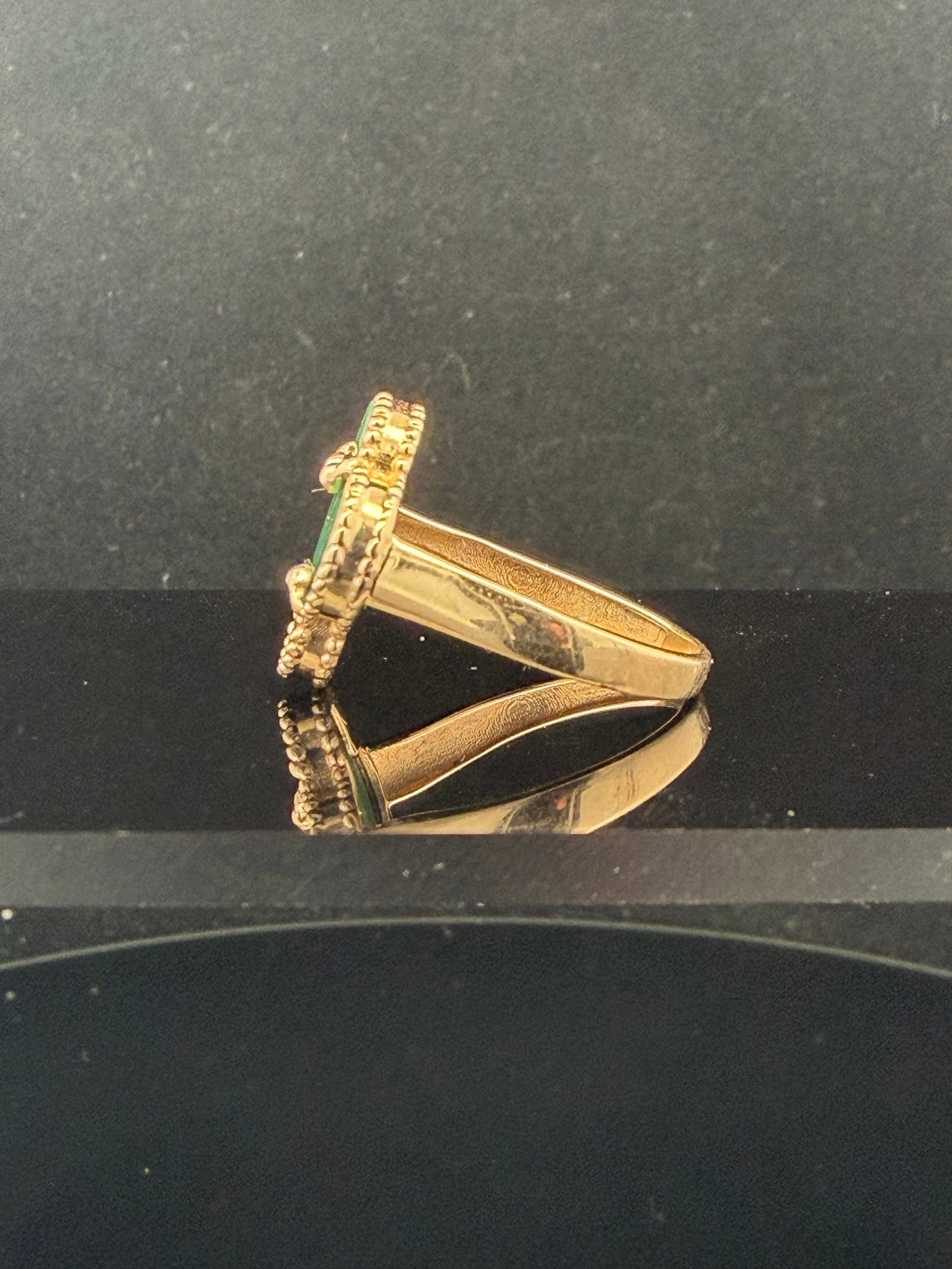 14k Clover Malachite Ring - 3