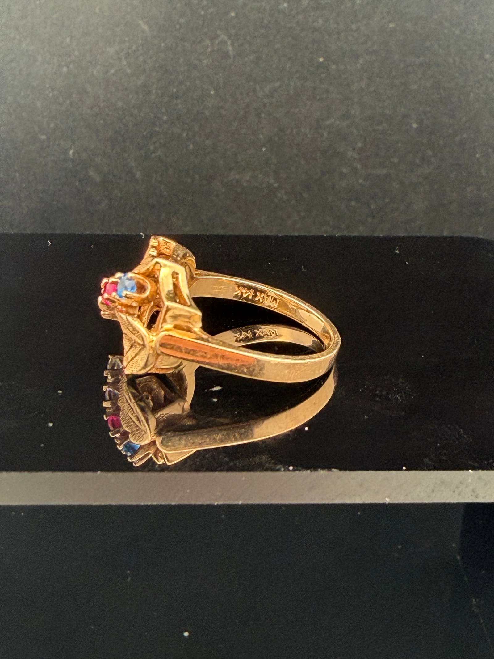 14k Multi-Gem Leaf Ring - 2