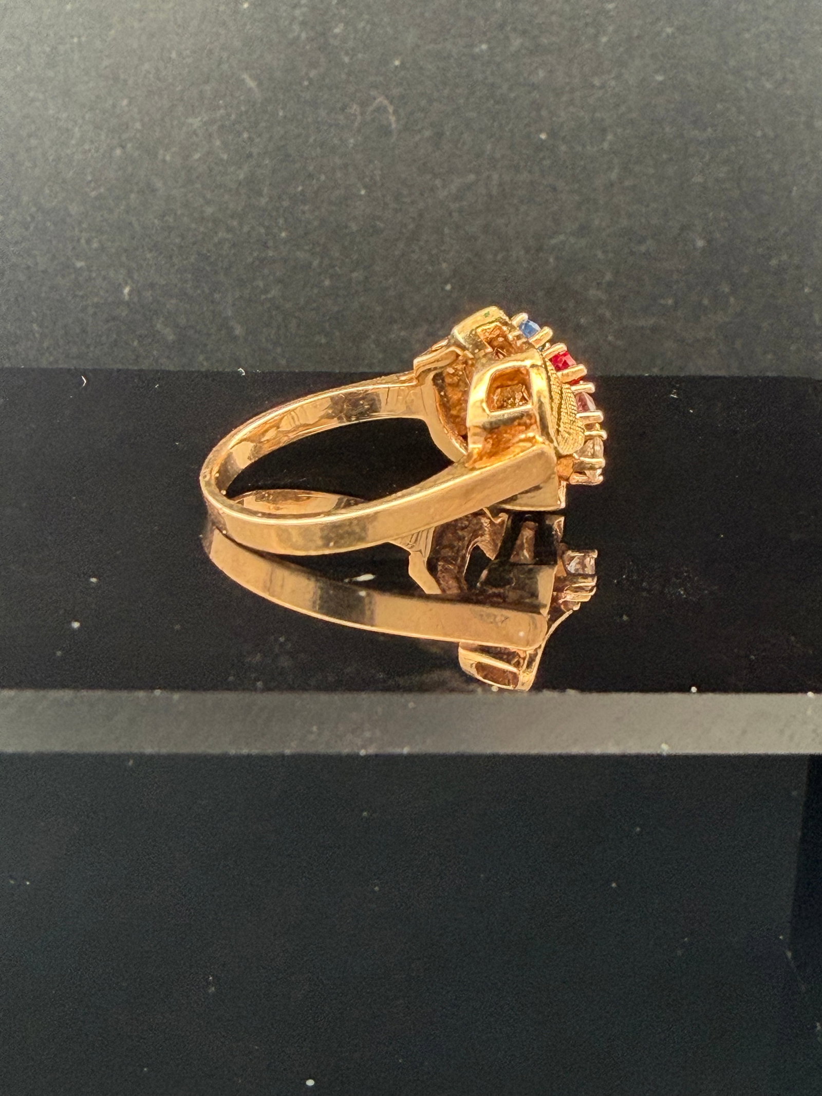 14k Multi-Gem Leaf Ring - 4