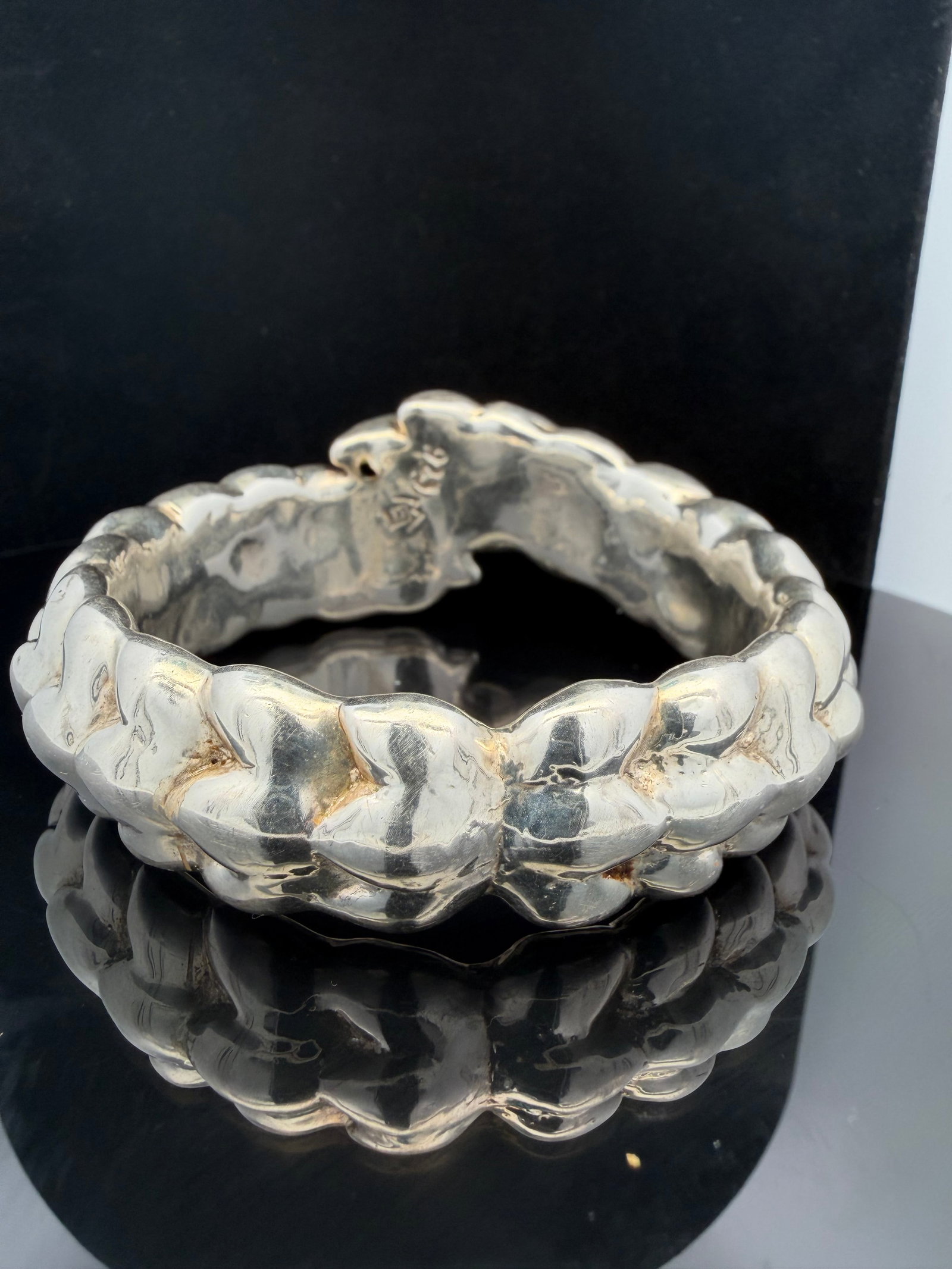 Large Sterling Silver Bangle Bracelet - 2