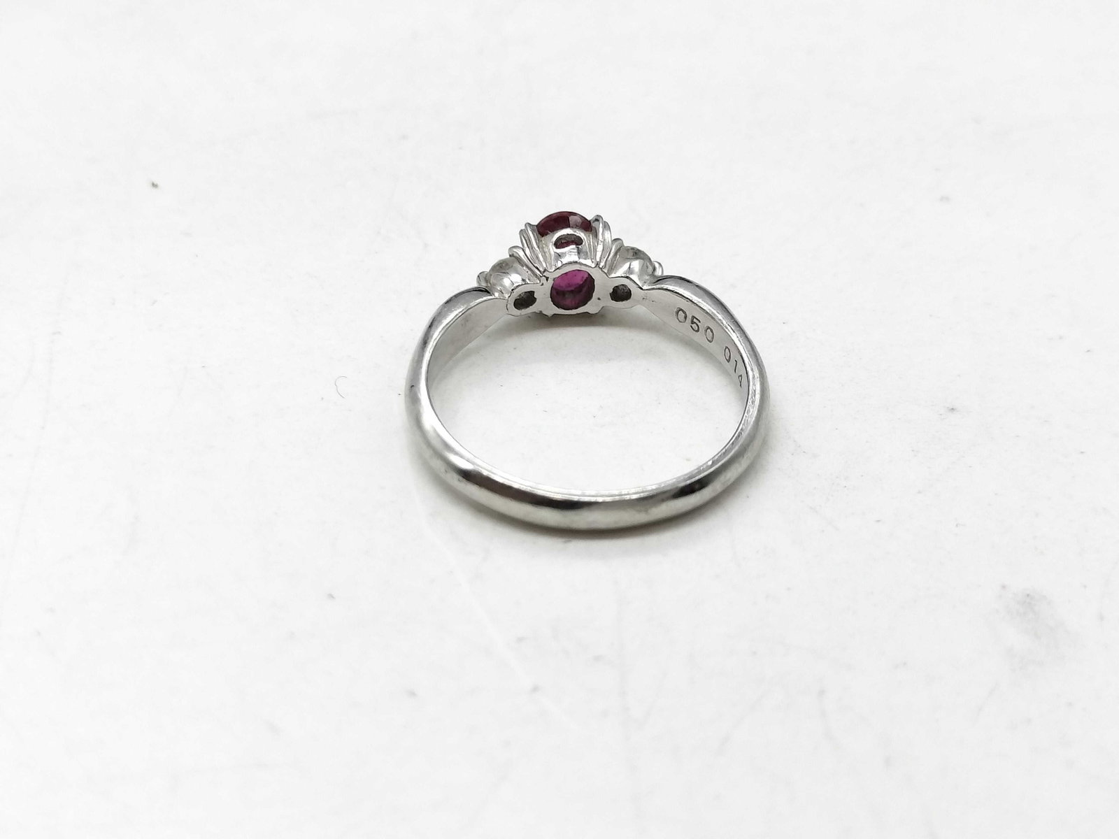 Platinum Oval Ruby and Diamond Accent Ring - 6