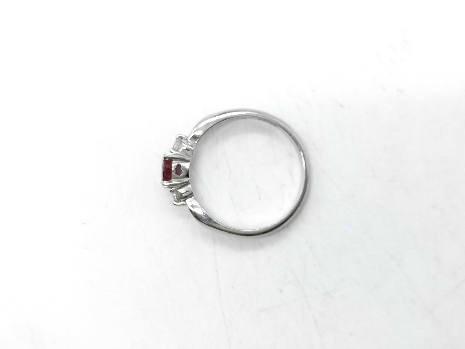 Platinum Oval Ruby and Diamond Accent Ring - 7