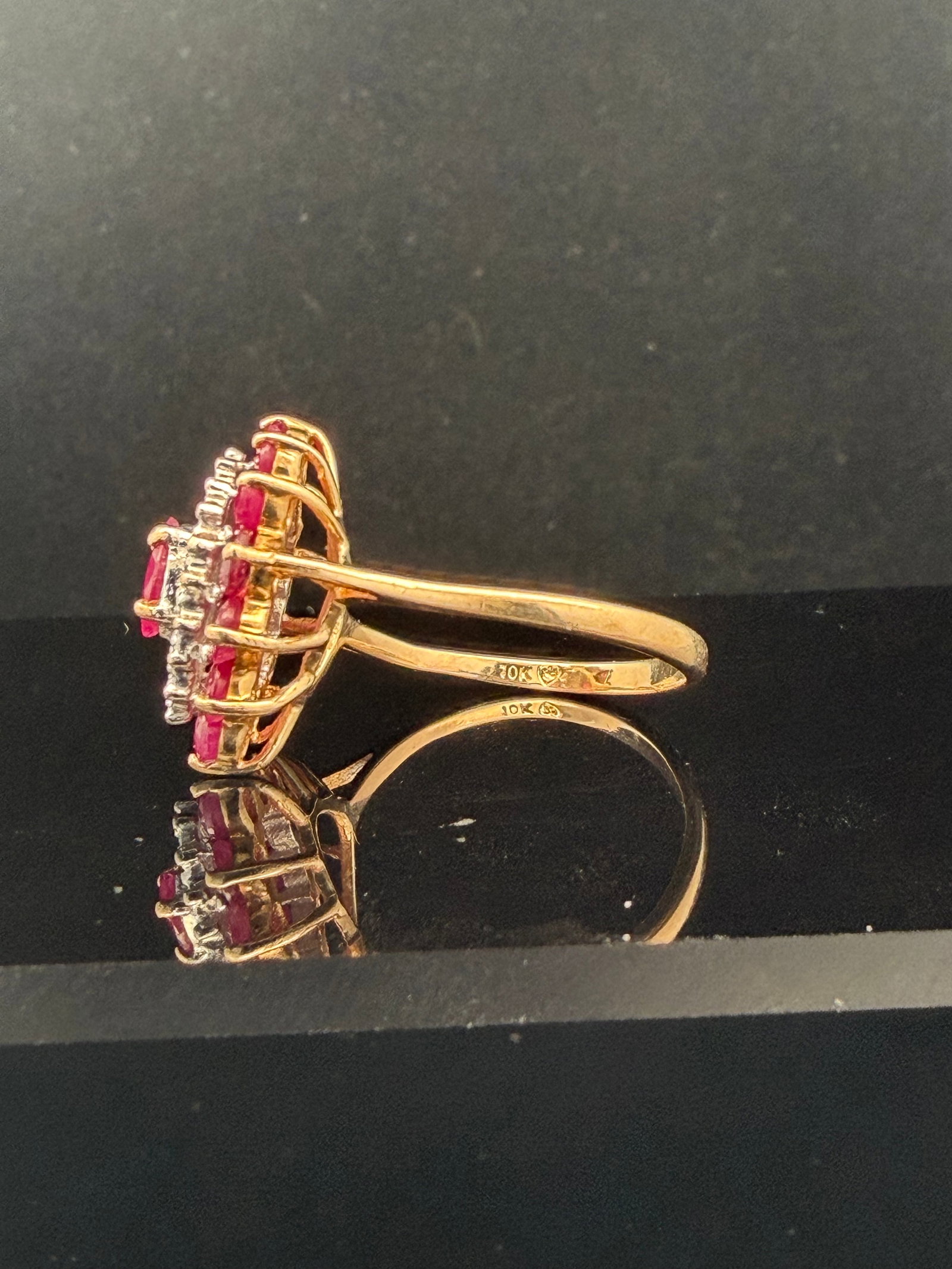 10k Ruby Diamond Cocktail Ring - 2