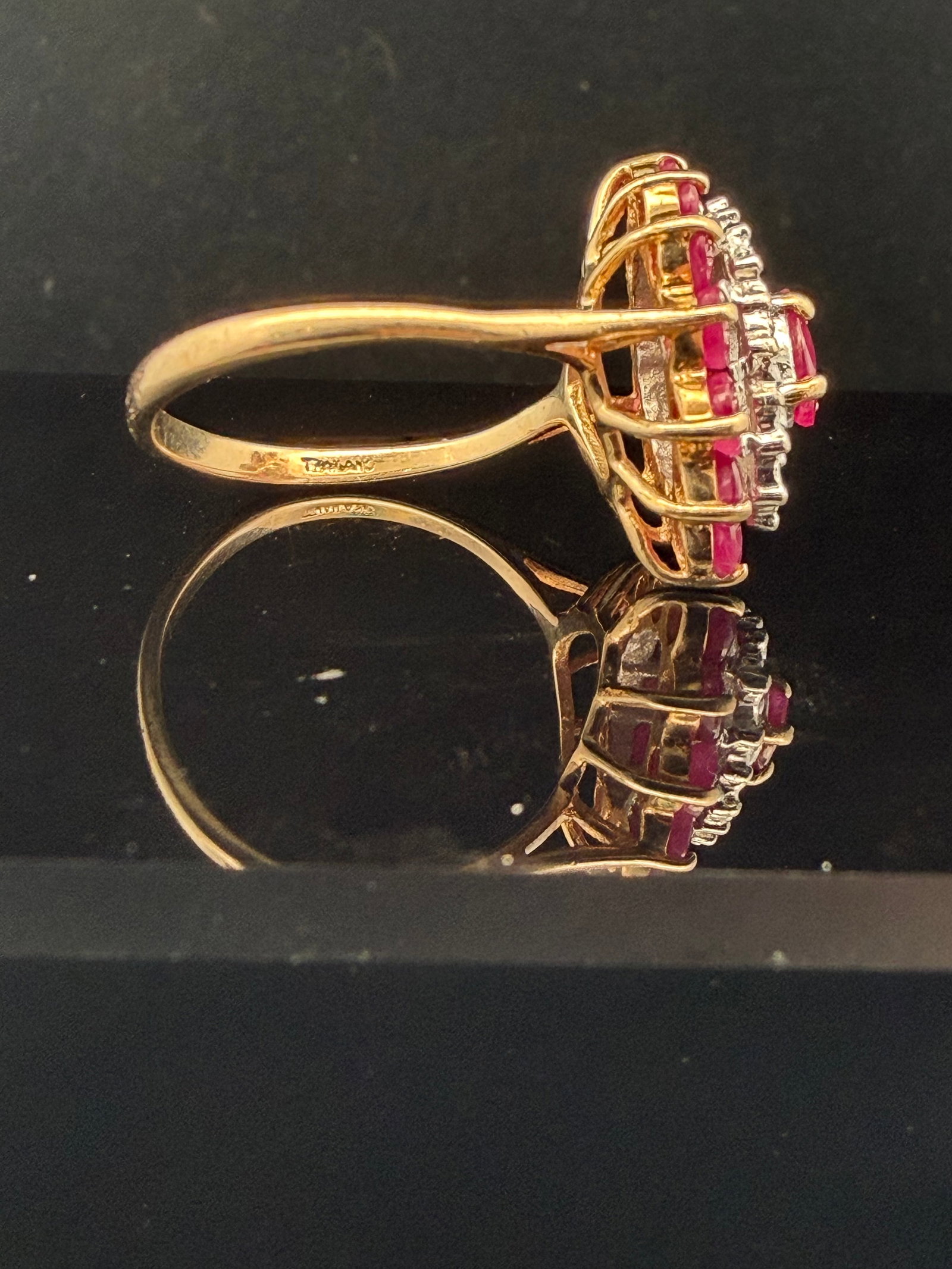 10k Ruby Diamond Cocktail Ring - 4