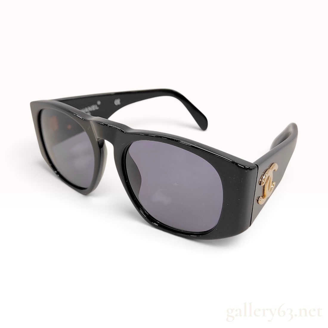Chanel 01451 Black Acetate Sunglasses with Gold Tone CC Logo Hardware (1 of 10)