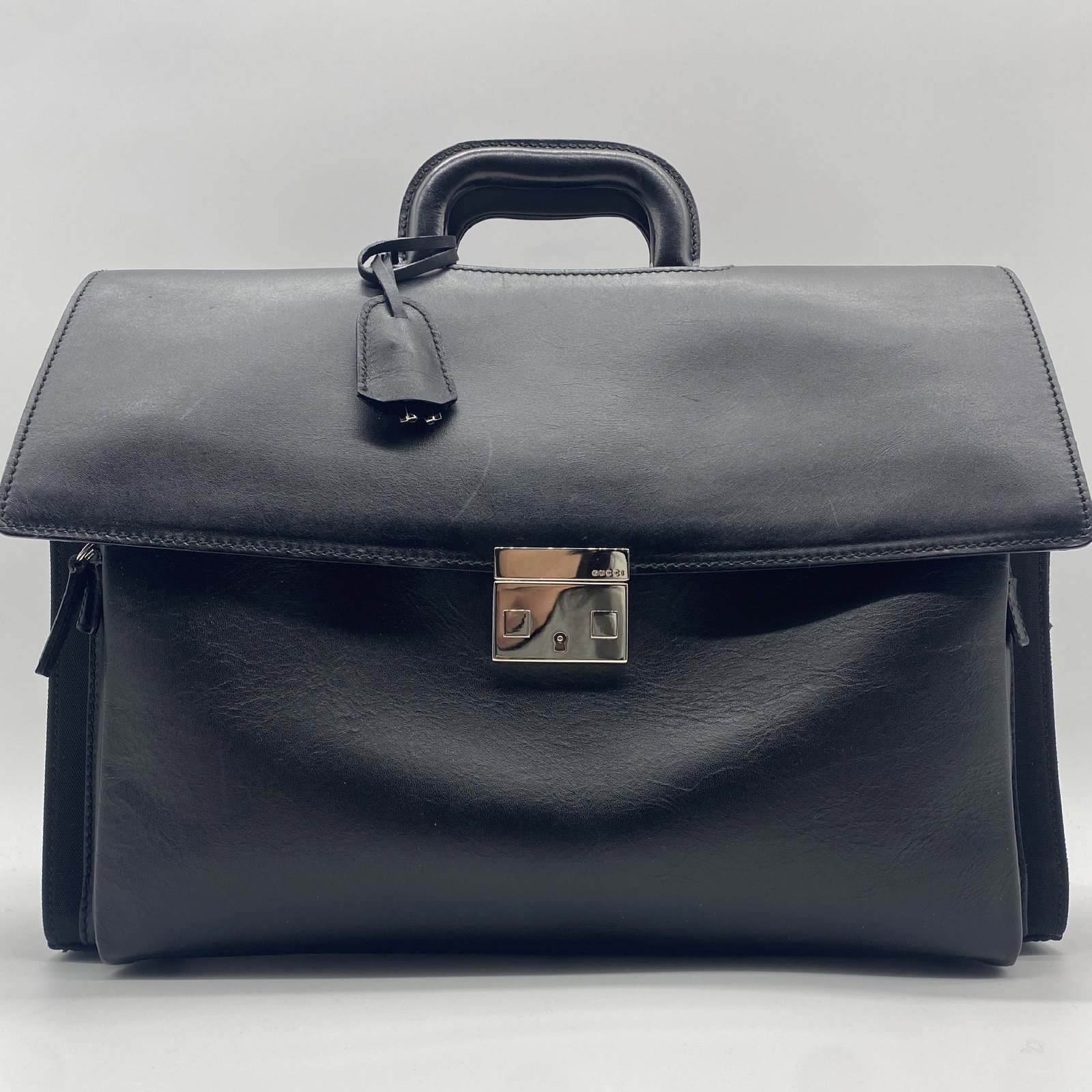 Gucci Two-Compartment Black Leather and Canvas Business Briefcase (1 of 10)