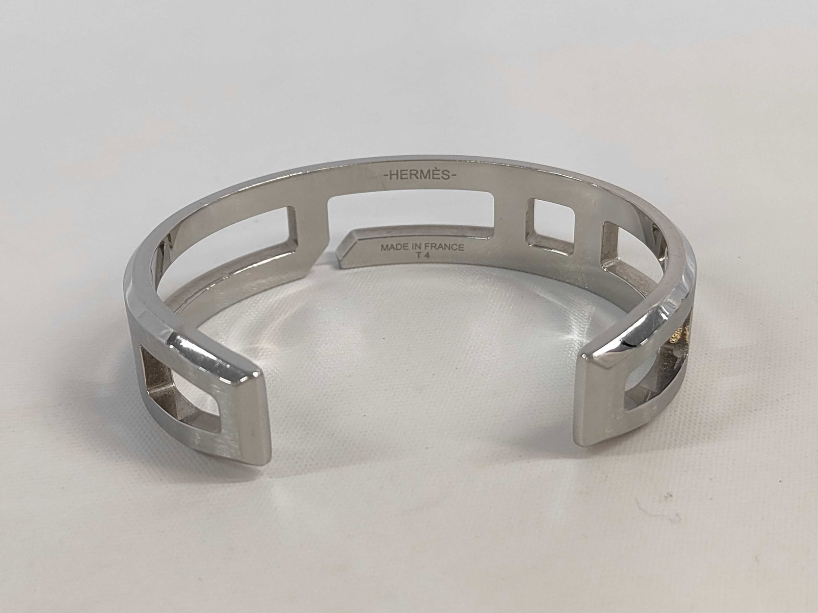 Hermes Play Bangle Solid 925 Sterling Silver Cuff Bracelet - 2