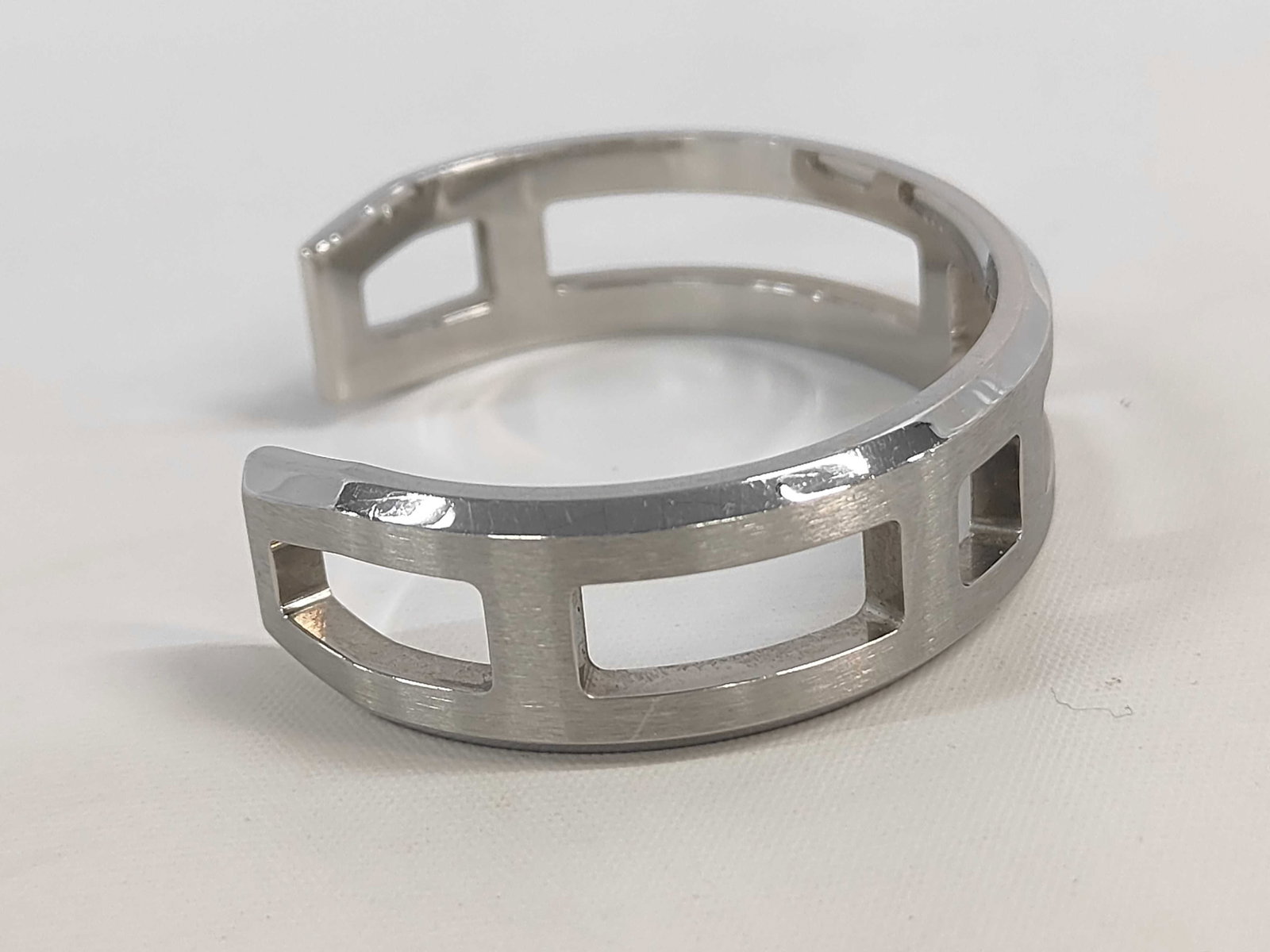Hermes Play Bangle Solid 925 Sterling Silver Cuff Bracelet - 3