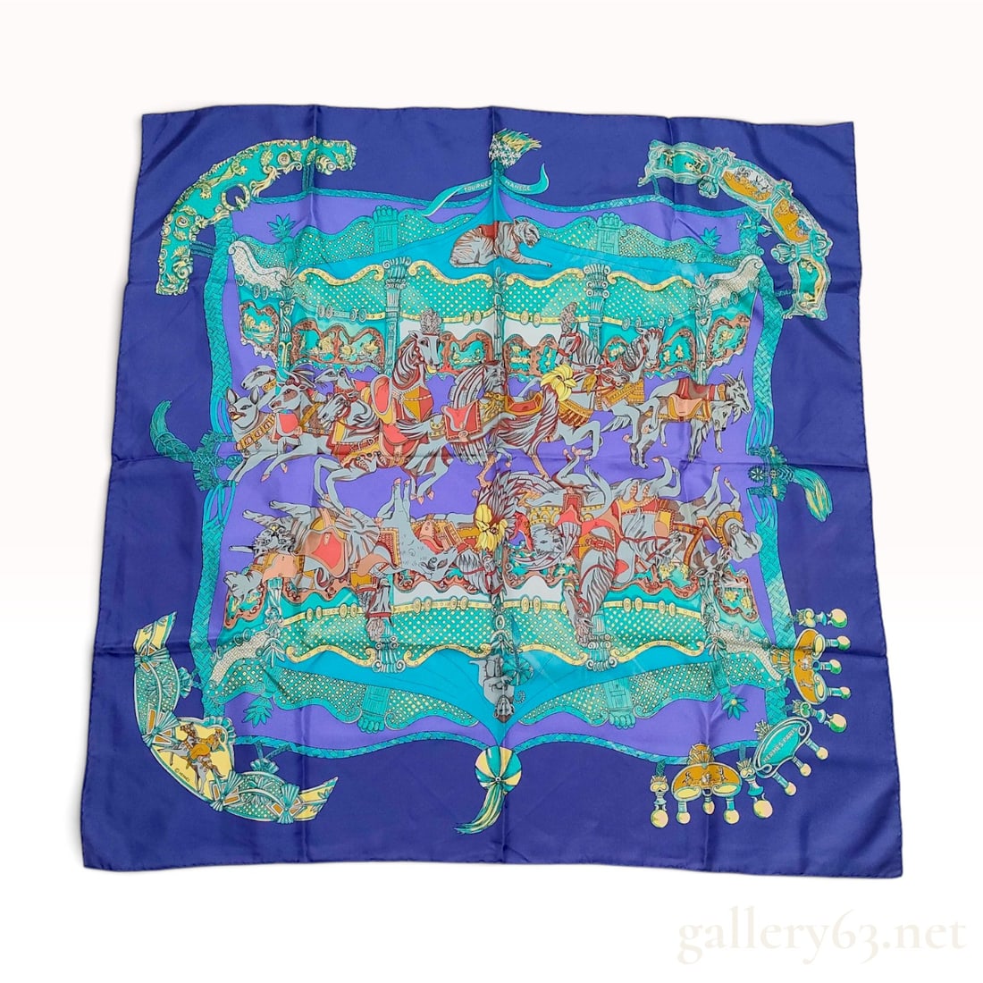 Hermes Tournez Manege Silk Scarf by Sophie de Seynes 90 cm (1 of 7)