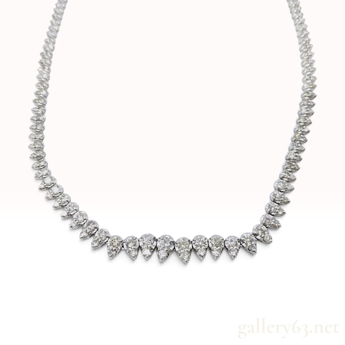 10.00ct Natural Diamond 18KWG and Pt900 Graduated Fringe Necklace (1 of 8)