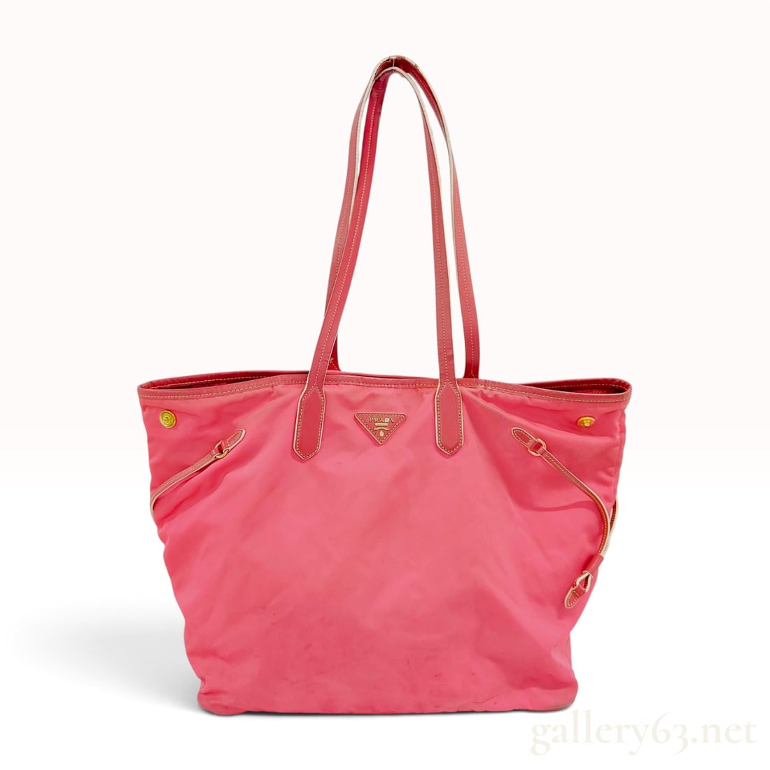 Prada Saffiano-Trimmed Tessuto Tote Bag in Pink (1 of 10)
