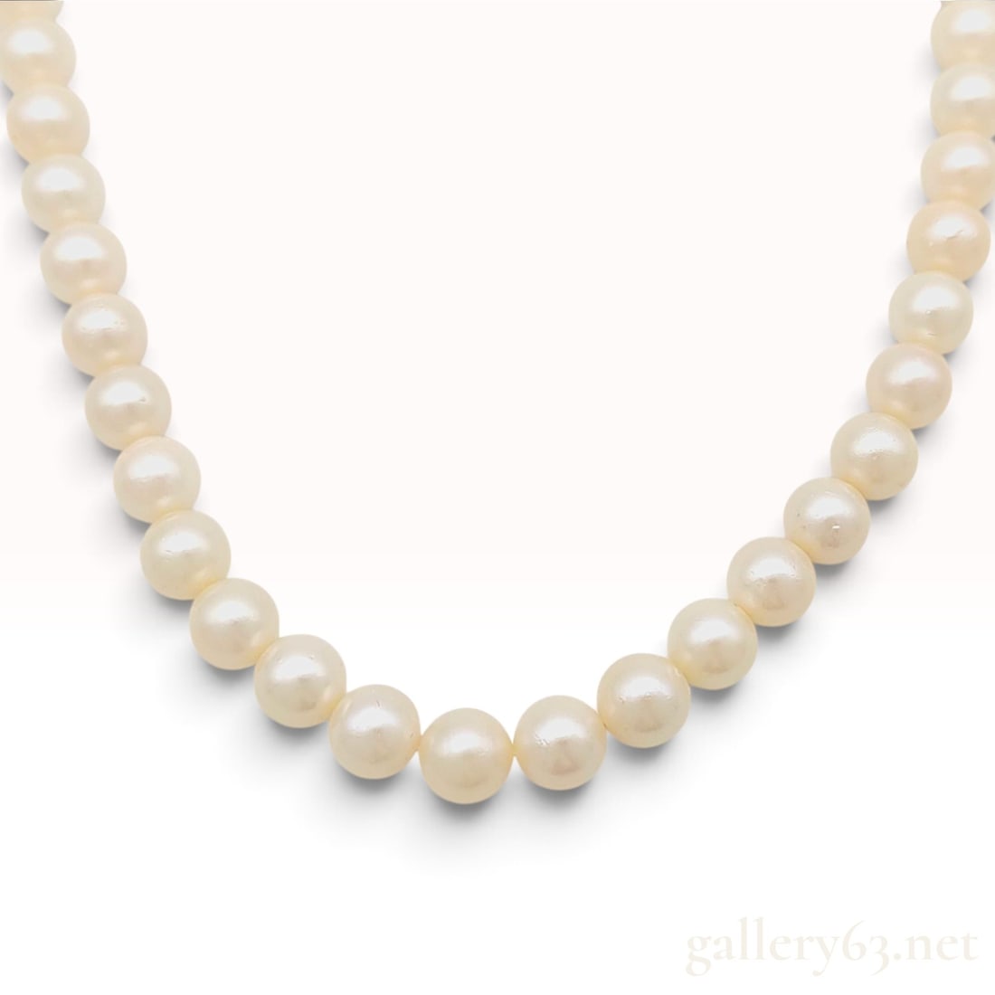 Vintage Silver and Cream Cultured Pearl Strand Necklace 19 Inch (1 of 6)
