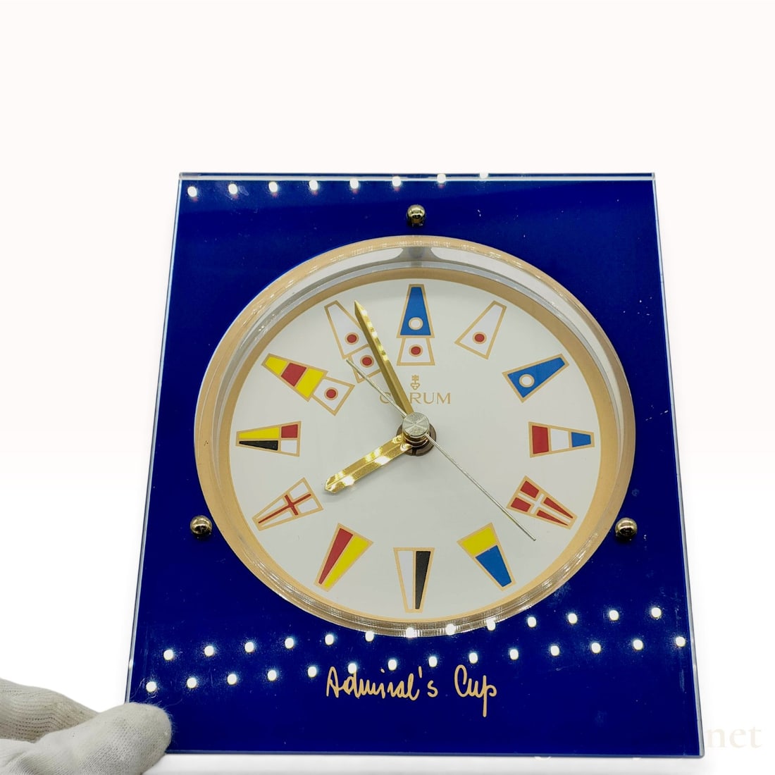 Corum Admiral's Cup Blue Acrylic Desk and Wall Clock with Stand (1 of 10)