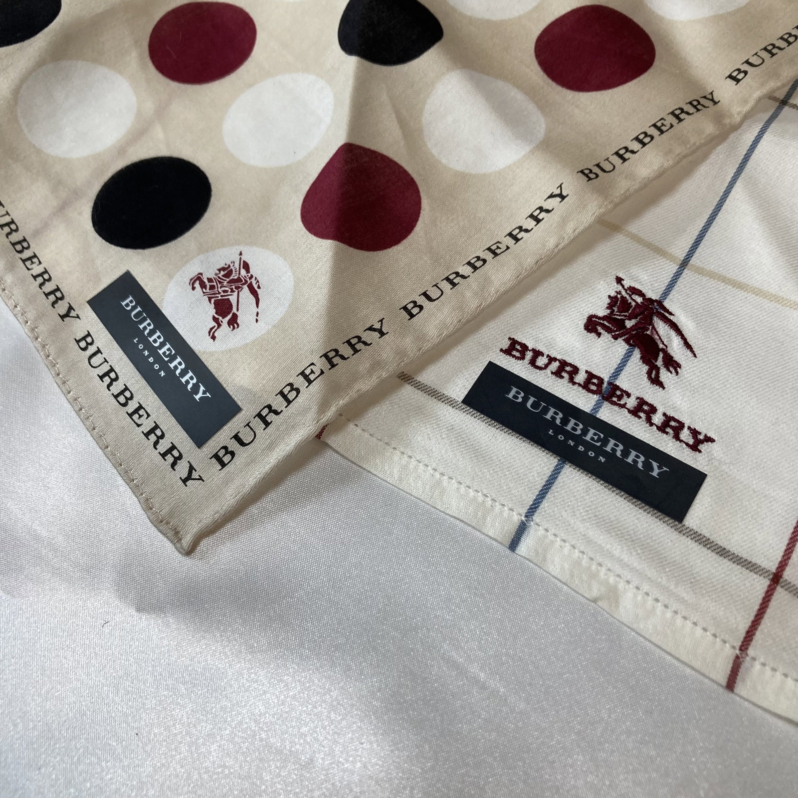 Five Burberry Assorted Pattern Cotton Scarves 50cm - 5