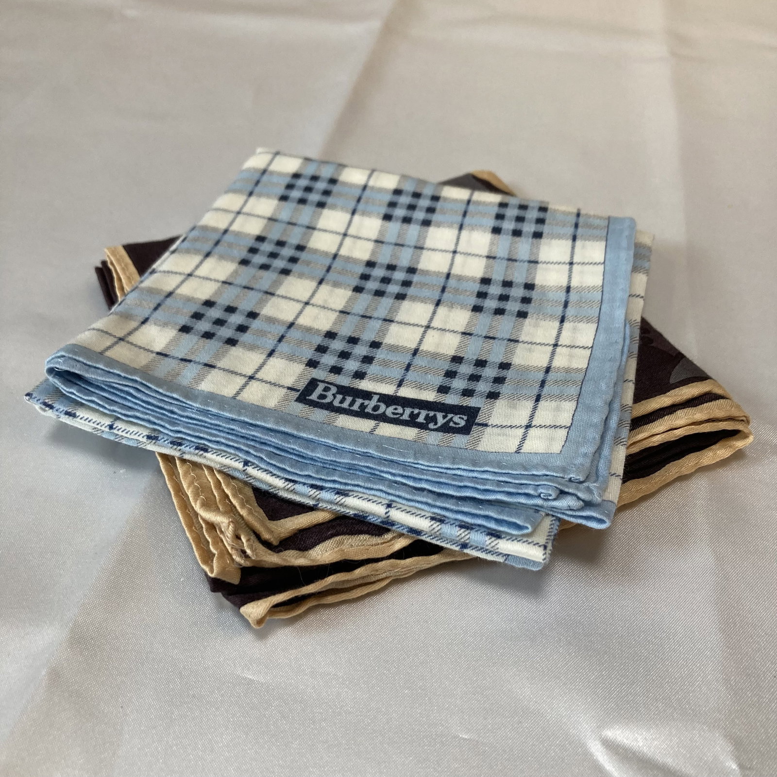 Five Burberry Assorted Pattern Cotton Scarves 50cm - 7