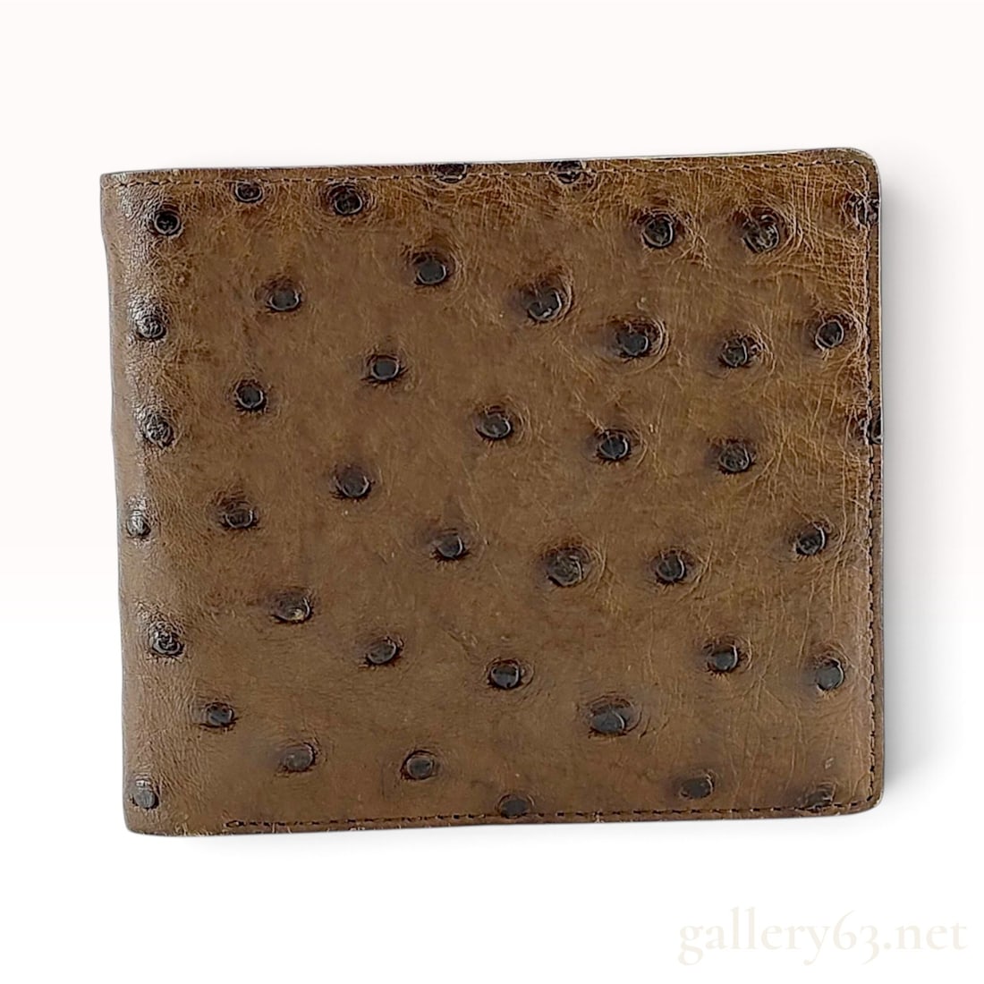 Brown Ostrich Leather Bifold Wallet (1 of 10)