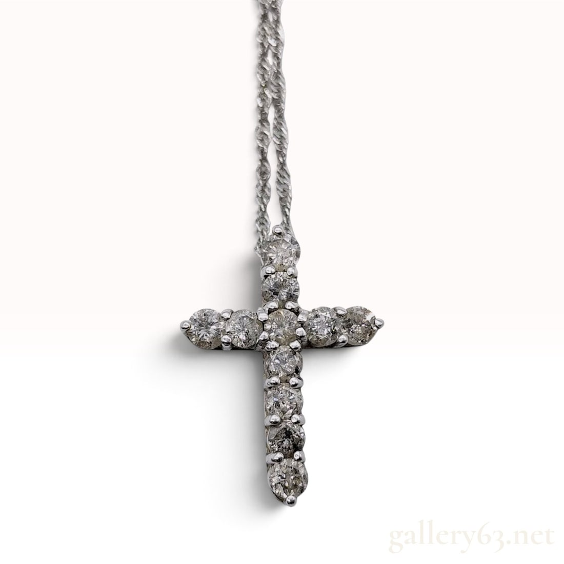 Platinum and 0.50ctw Natural Diamond Cross Pendant Necklace (1 of 8)