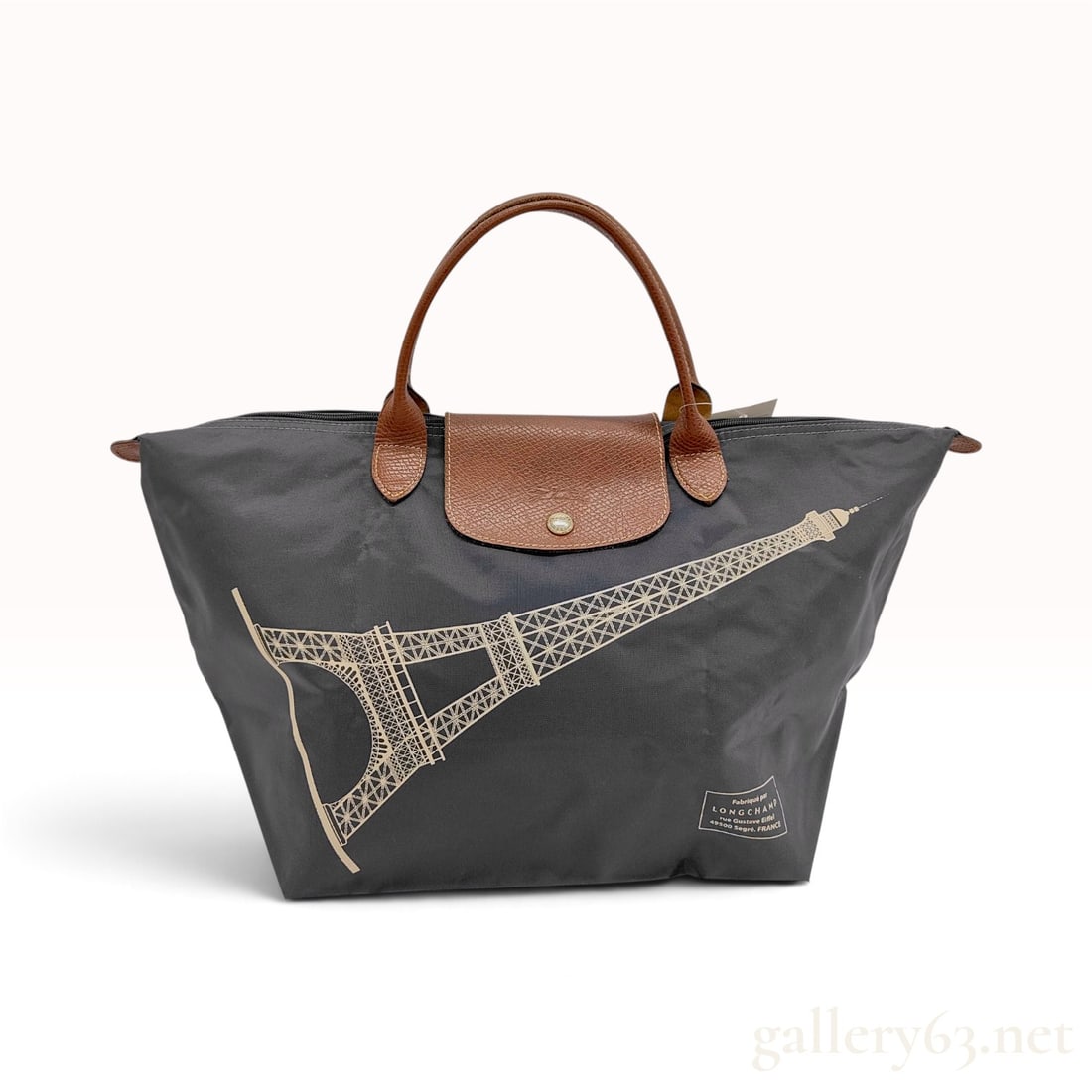 Longchamp Le Pliage Eiffel Tower Limited Edition Charcoal Gray Nylon Tote Bag (1 of 10)