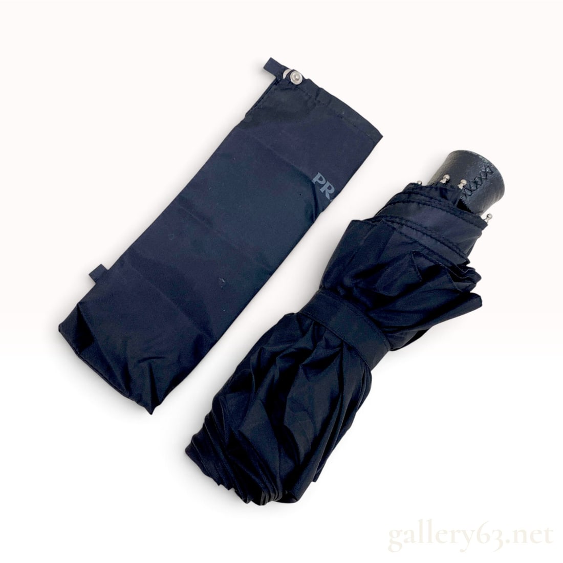 Prada Black Synthetic Fabric Folding Travel Umbrella with Matching Sleeve (1 of 7)