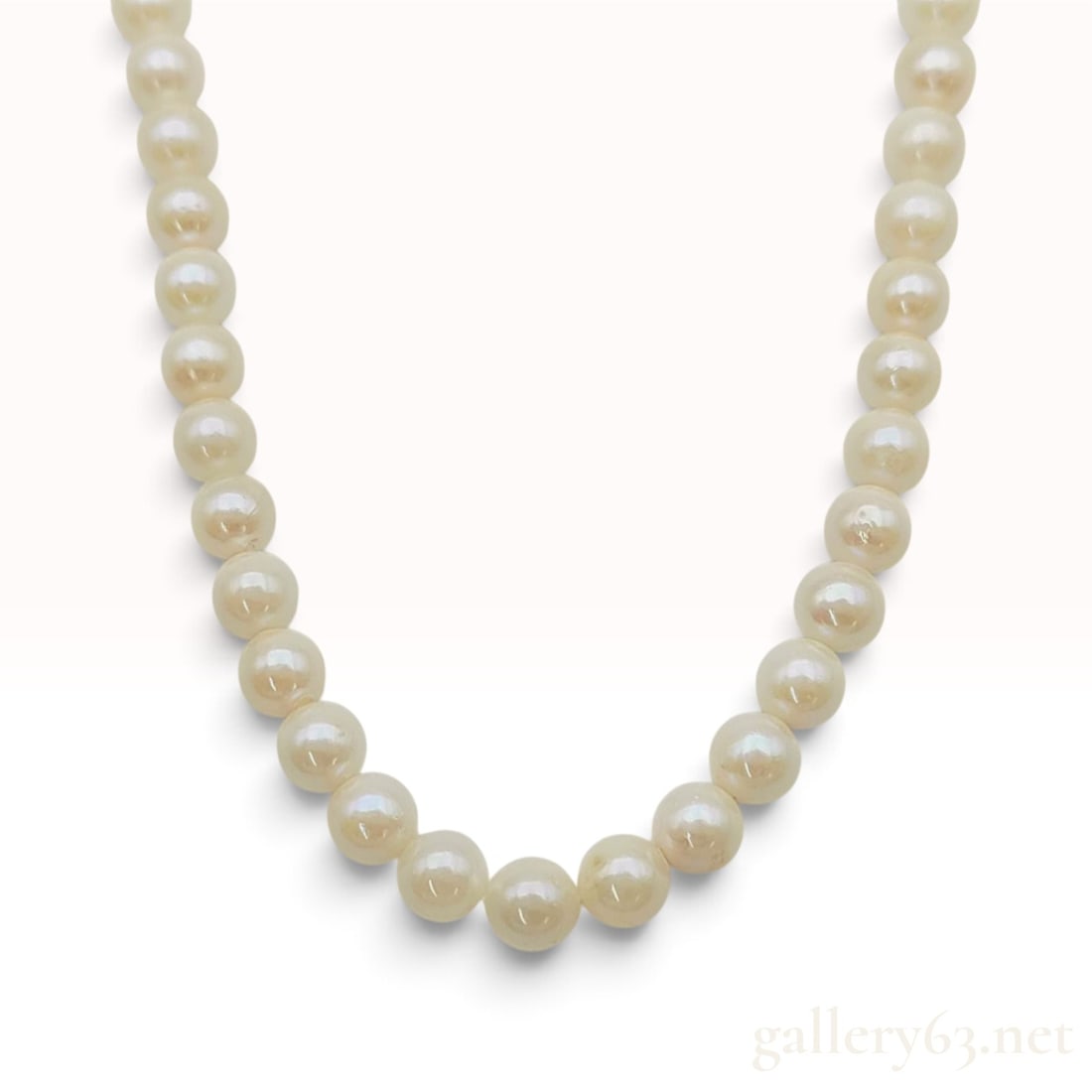 Vintage Cream Cultured Pearl Single Strand Necklace 16 Inch (1 of 6)