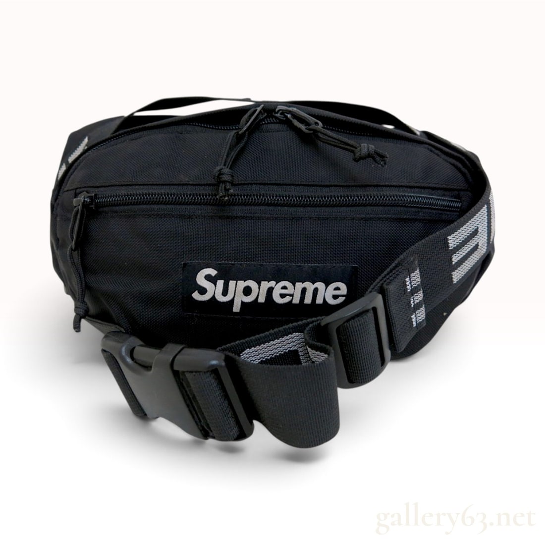 Supreme FW18 Black Cordura Nylon Waist Bag: This Supreme waist bag is crafted from black Cordura nylon canvas as part of the brand's FW18 collection. The accessory features a dual-zipper main compartment and a secondary front zippered pocket, b