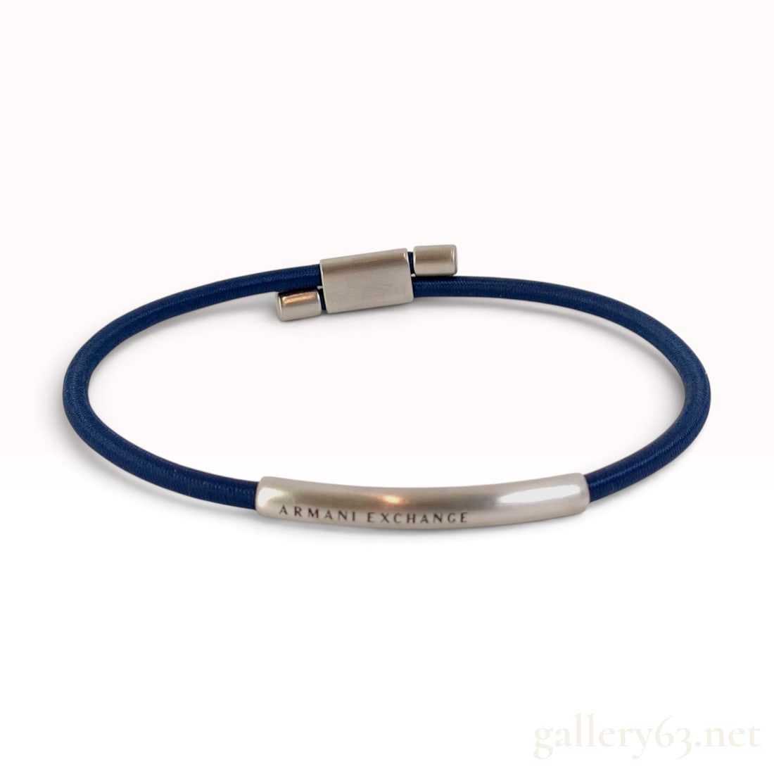 Armani Exchange Navy Blue Cord and Stainless Steel Bracelet with Box (1 of 10)