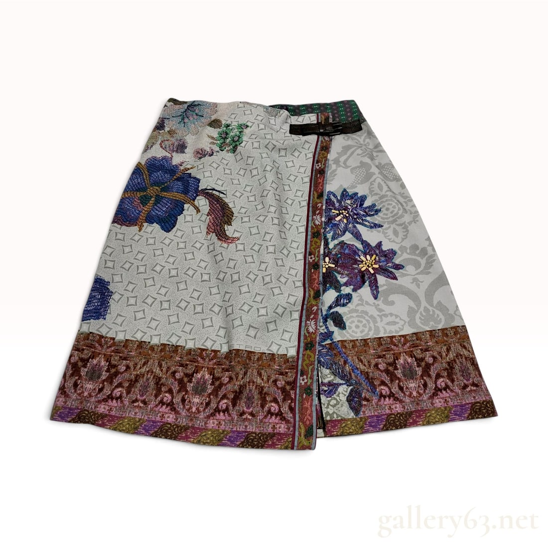 Etro Multi-Color Floral Wool A-Line Wrap Skirt Size 42 (1 of 10)