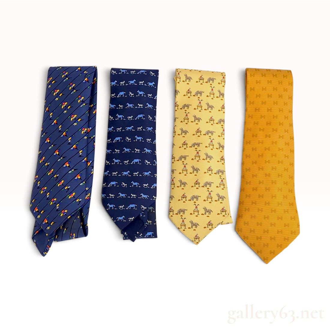An Assortment of Four Hermes Silk Neckties (1 of 10)