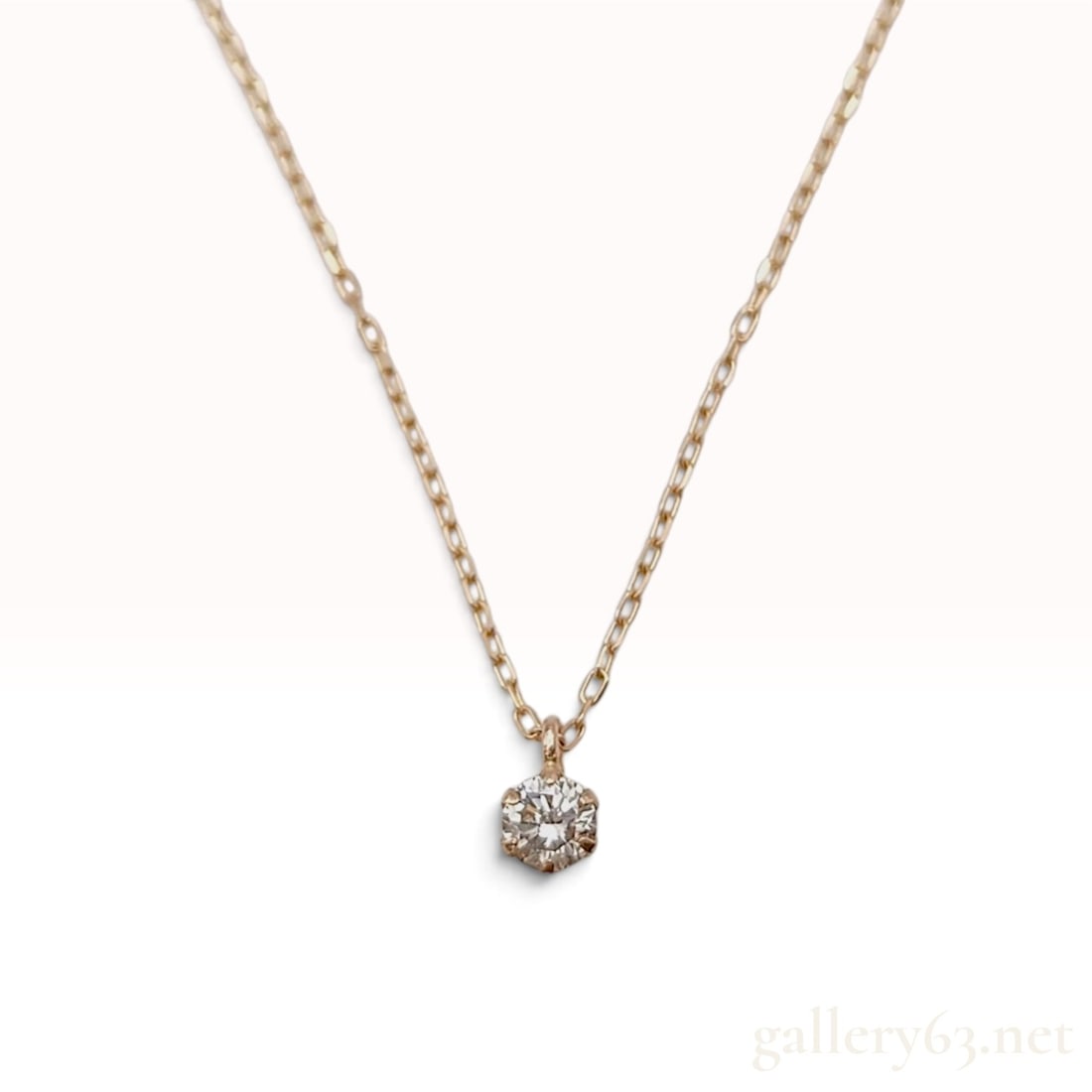 18K Pink Gold and 0.10ct Natural Diamond Solitaire Pendant Necklace (1 of 9)