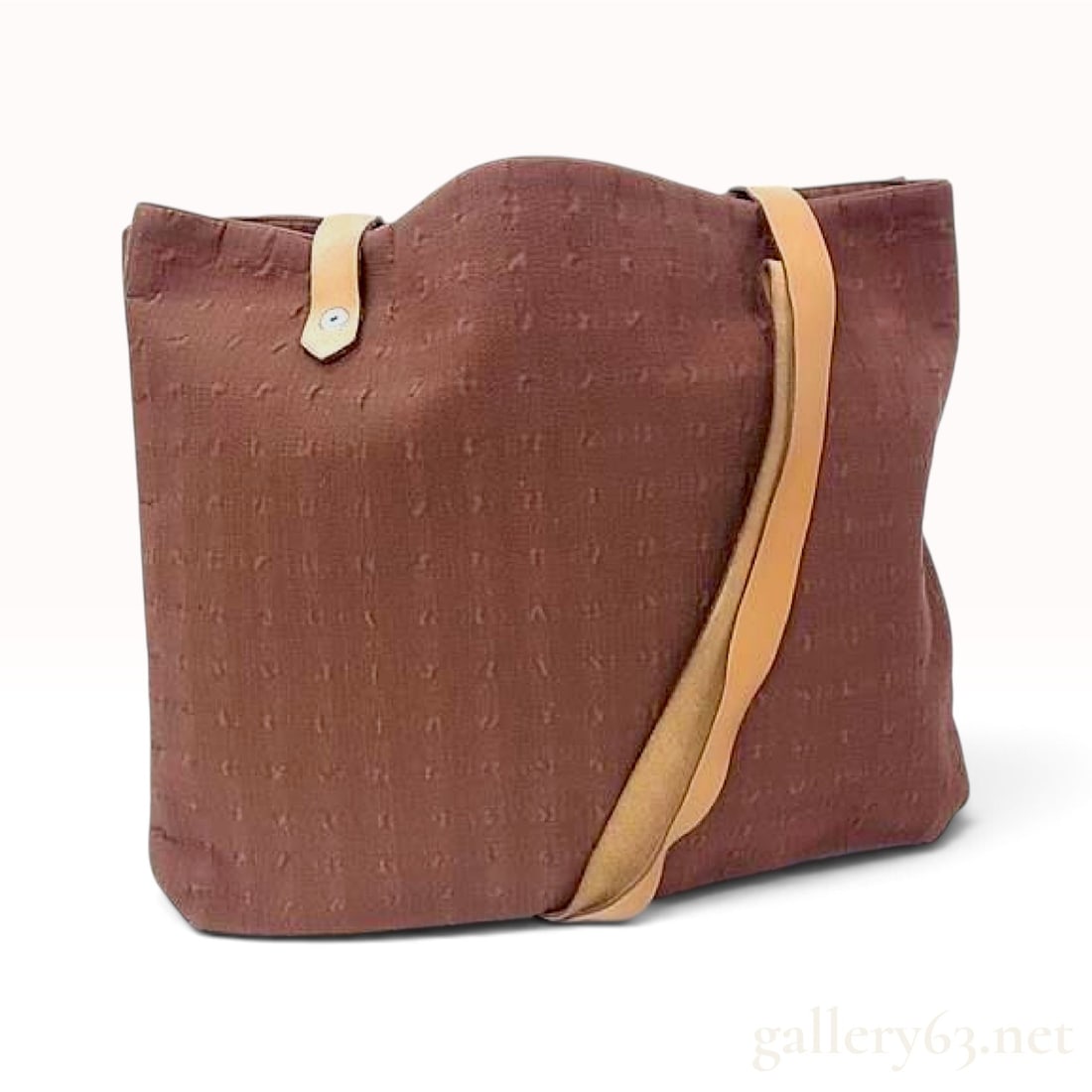 Hermes Ahmedabad Tote Bag in Brown Ostrich Print Canvas (1 of 6)
