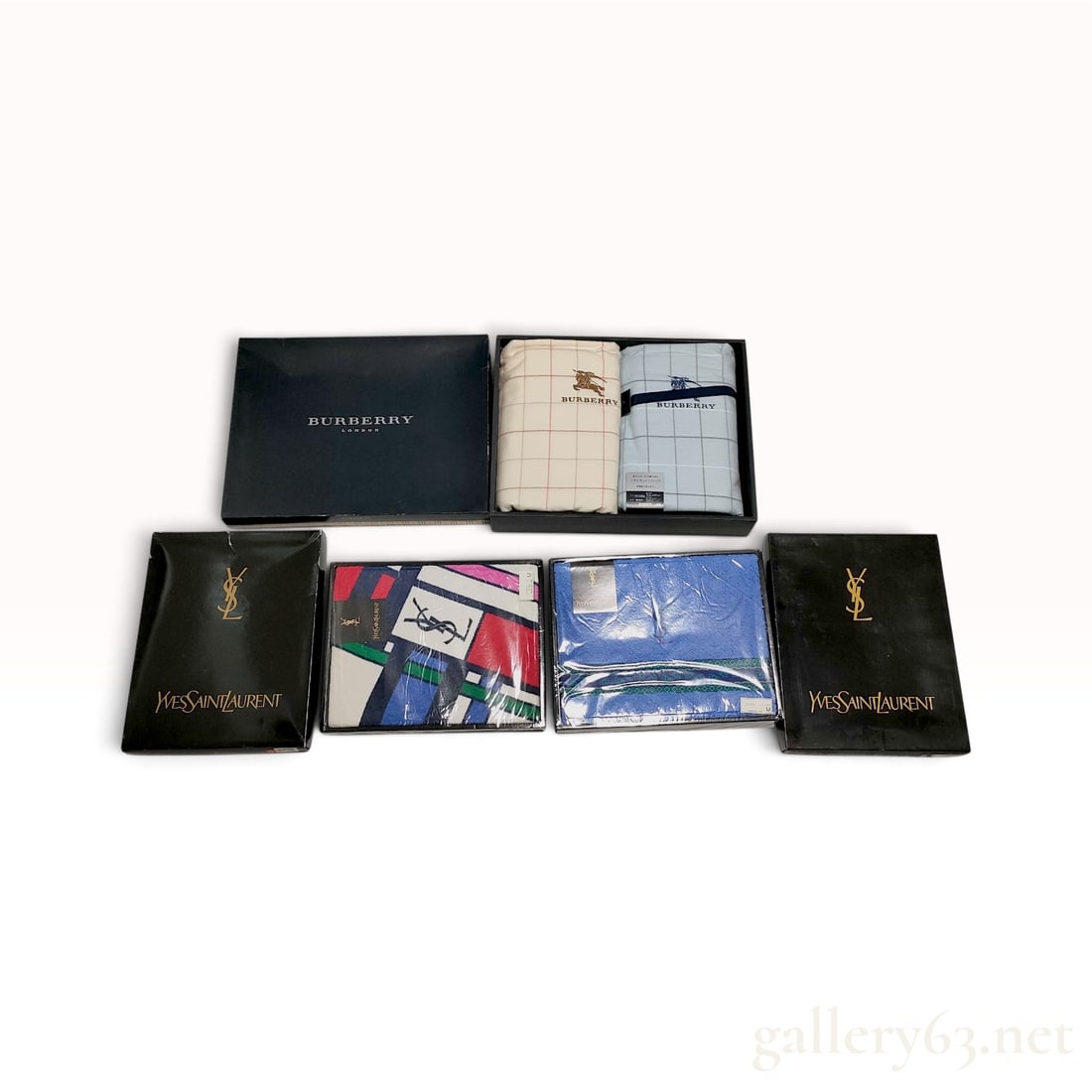 A Collection of Burberry London and Yves Saint Laurent Cotton Sheets and Towels with Boxes (1 of 10)