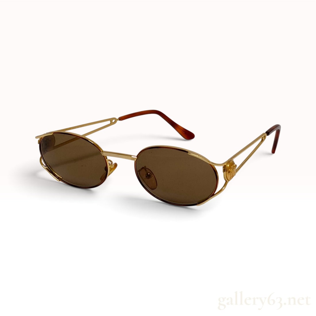 Vintage Versace Gold-Toned Medusa Medallion Oval Sunglasses with Case (1 of 9)