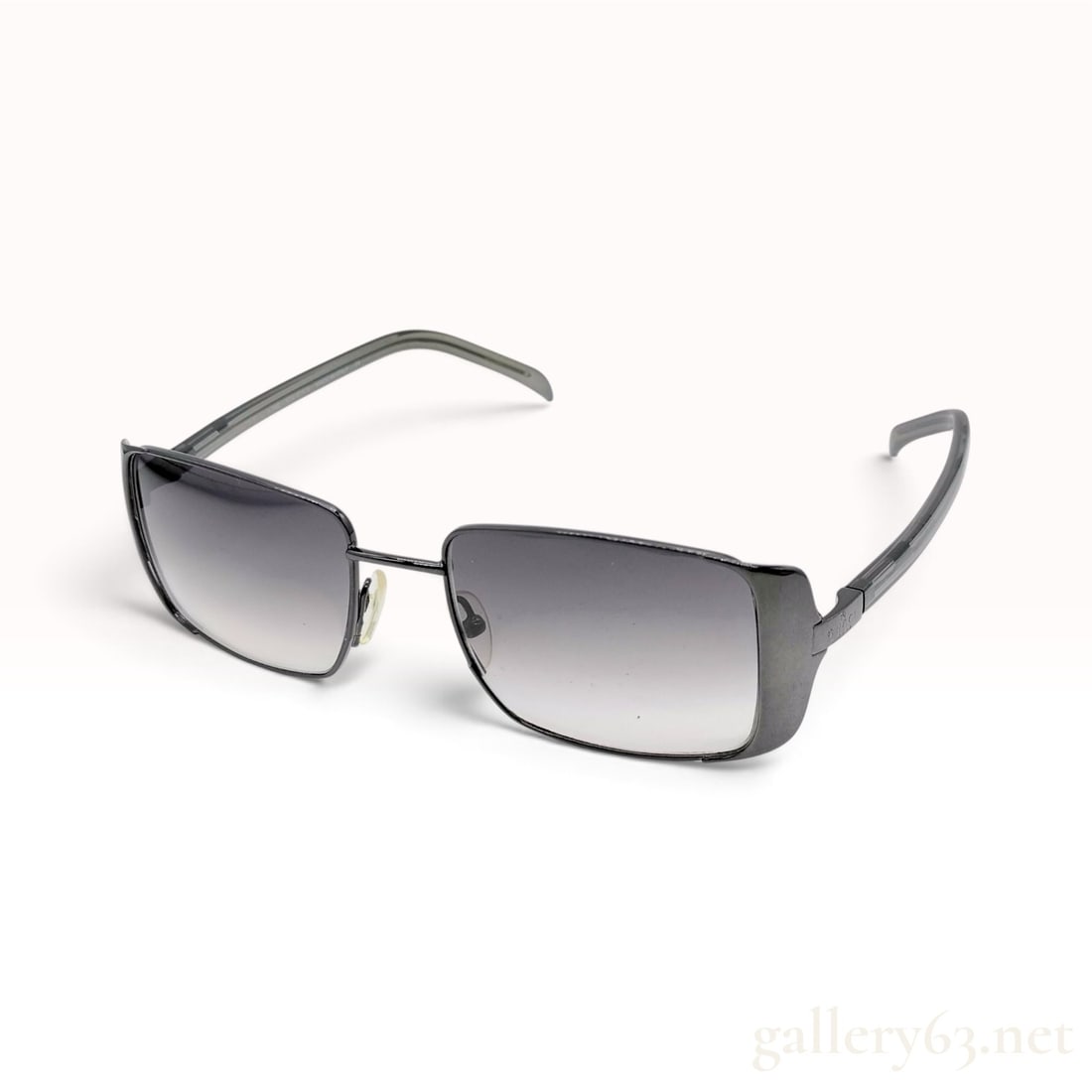 Vintage Gucci Dark Gunmetal Metal Rectangular Gray Gradient Lens Sunglasses (1 of 7)