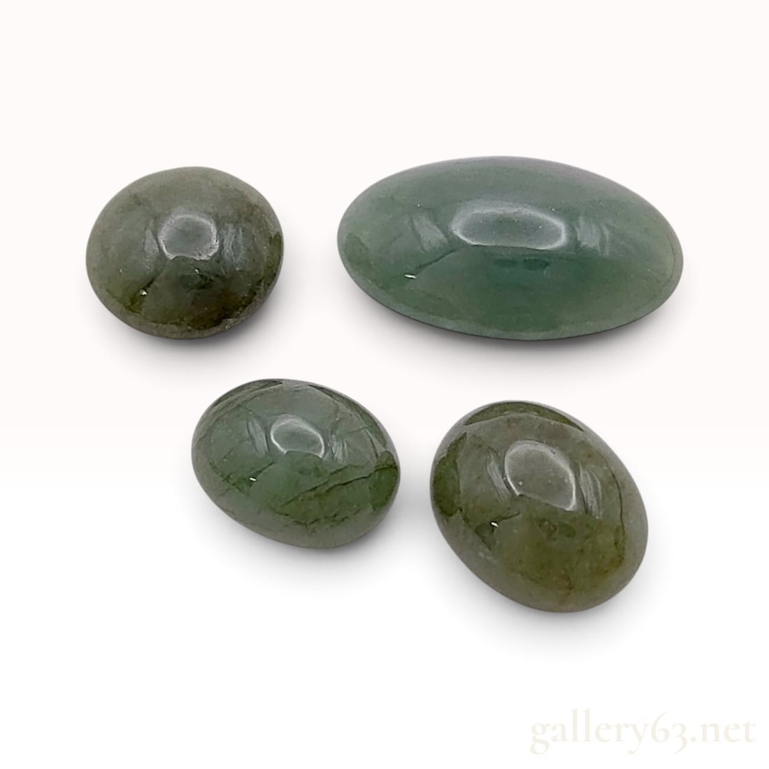 Four Green Gemstone Cabochons Appearing To Be Nephrite Jade (1 of 4)
