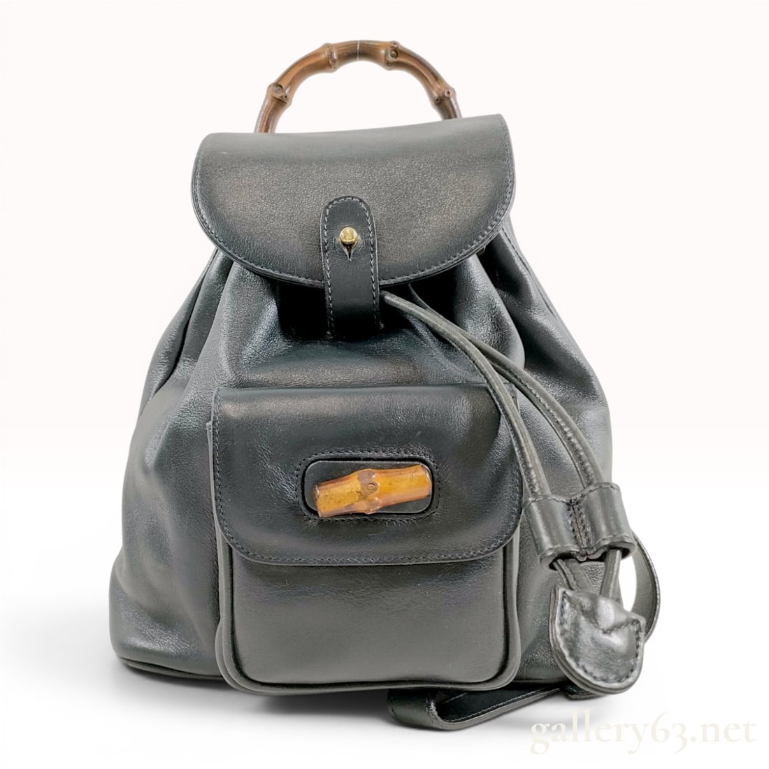 Gucci Vintage Black Leather Mini Backpack with Bamboo Handle (1 of 9)