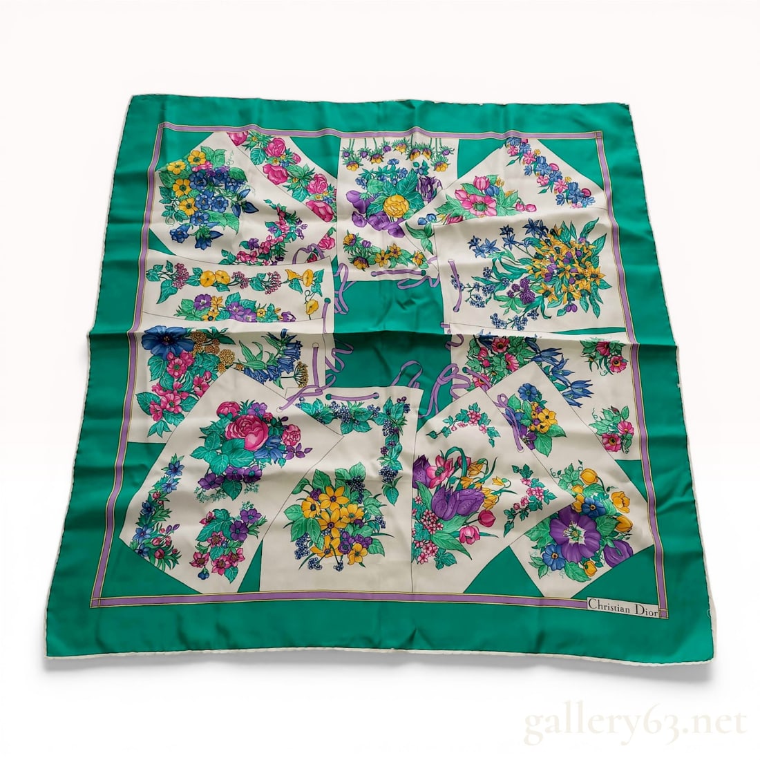 Christian Dior Vintage Silk Floral Scarf (1 of 10)