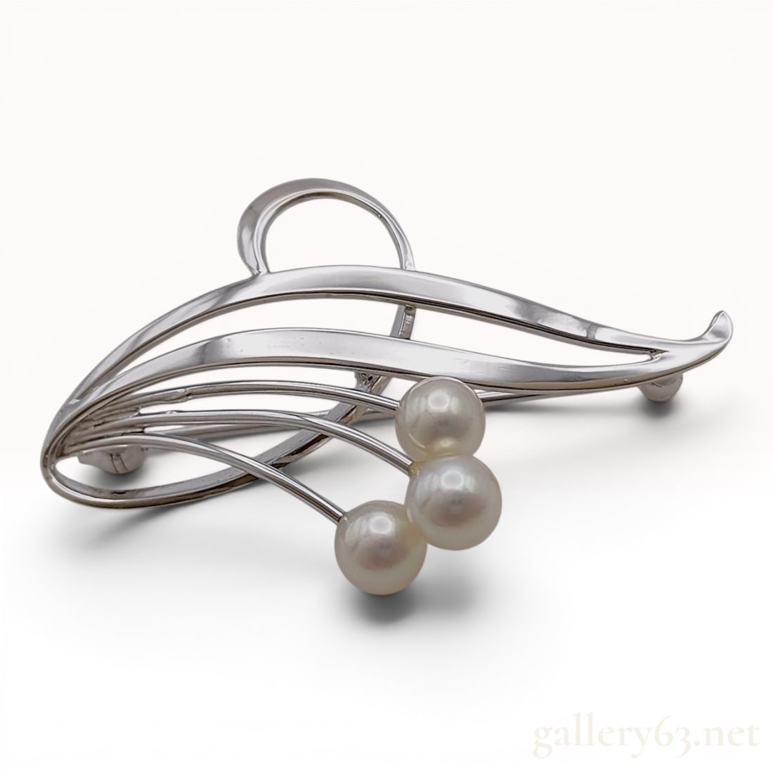 Mikimoto Sterling Silver and Akoya Cultured Pearl Brooch (1 of 7)