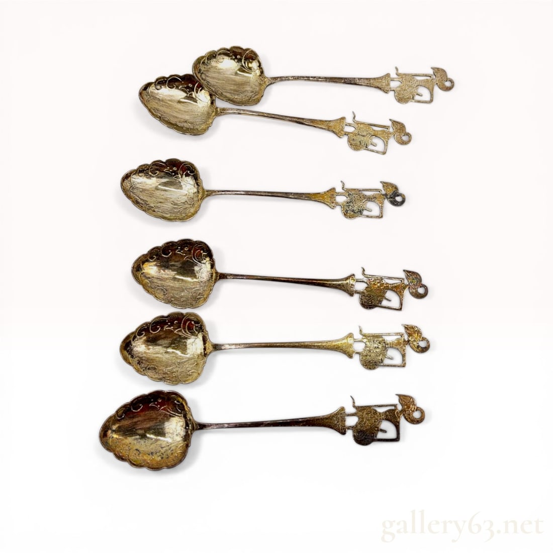 Set of Six Indonesian Jogya.800 Silver Wayang Decorative Spoons (1 of 7)