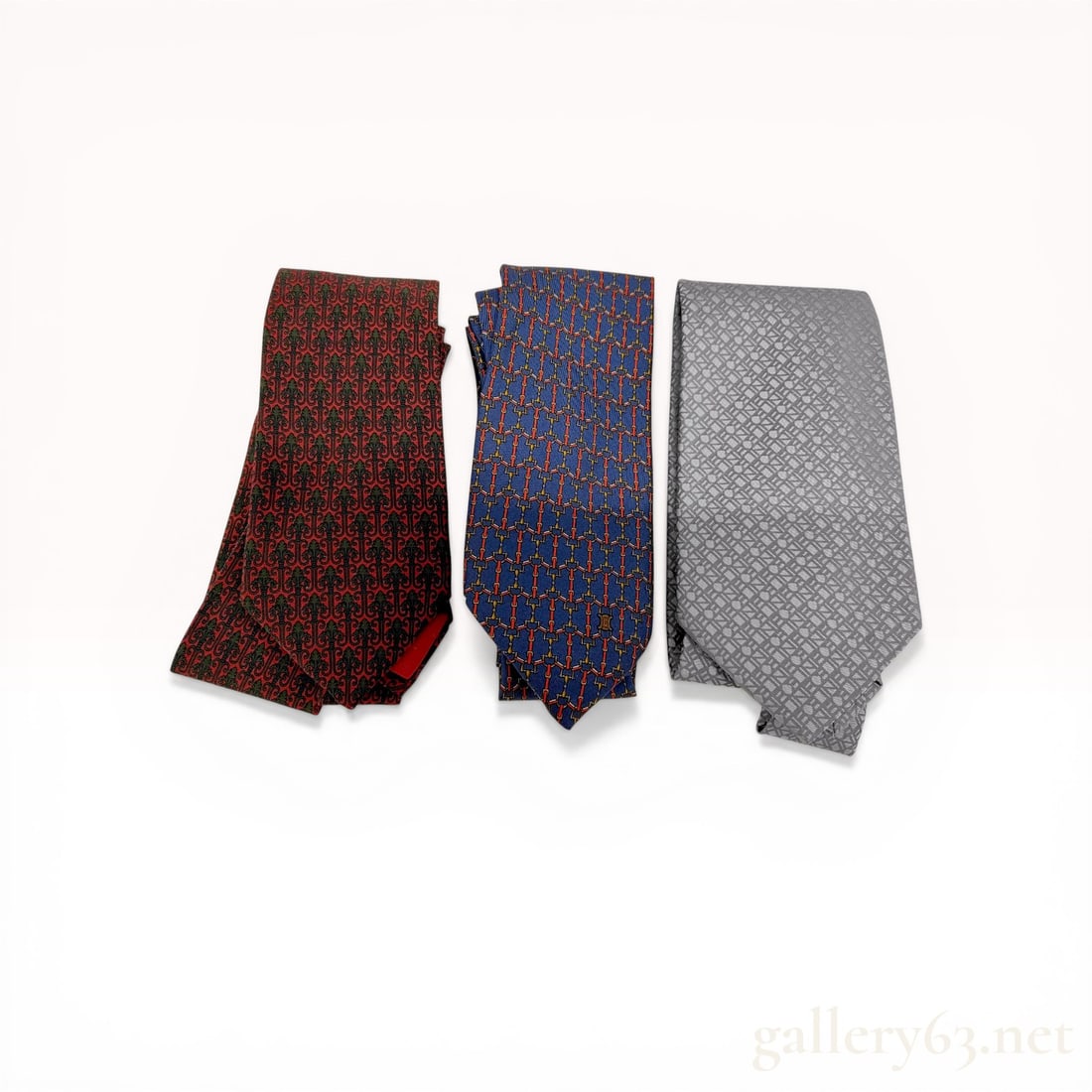Three Designer Silk Neckties including Celine Paris and Ermenegildo Zegna (1 of 5)