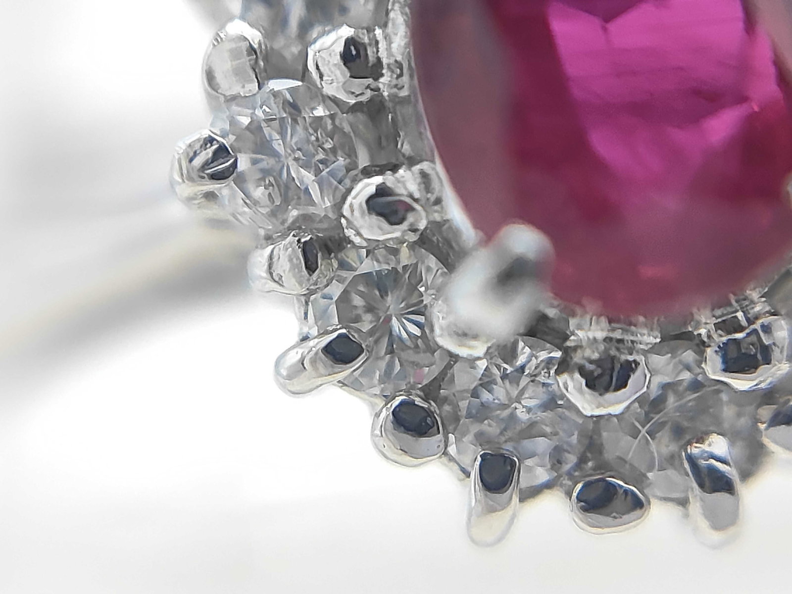 Platinum Ruby and Diamond Halo Cluster Ring - 10