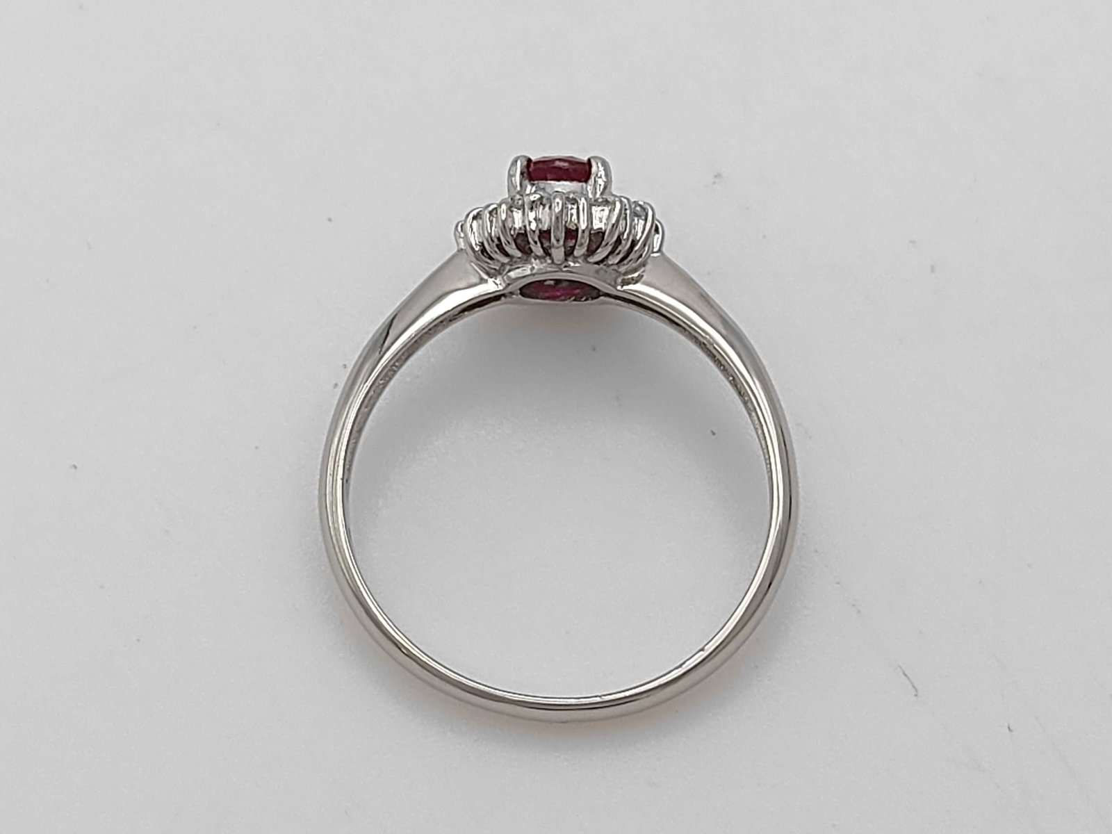 Platinum Ruby and Diamond Halo Cluster Ring - 5