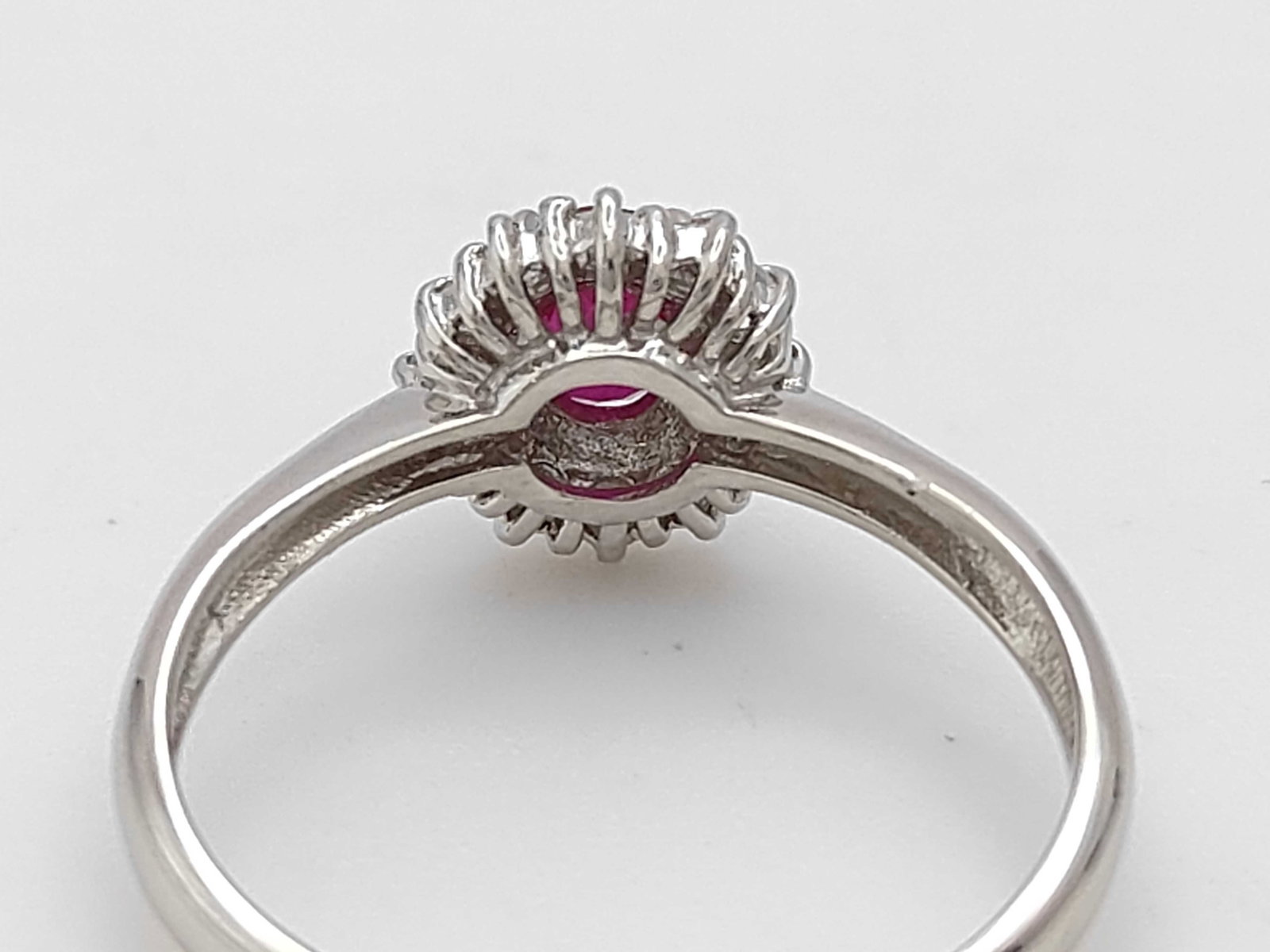 Platinum Ruby and Diamond Halo Cluster Ring - 6