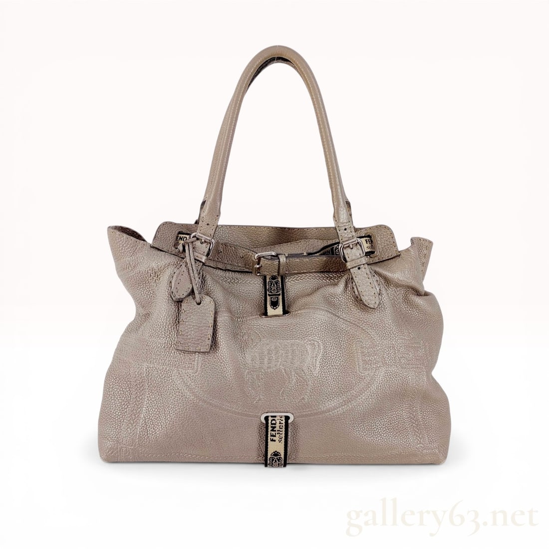 Fendi Selleria Villa Borghese Metallic Leather Tote Bag (1 of 10)