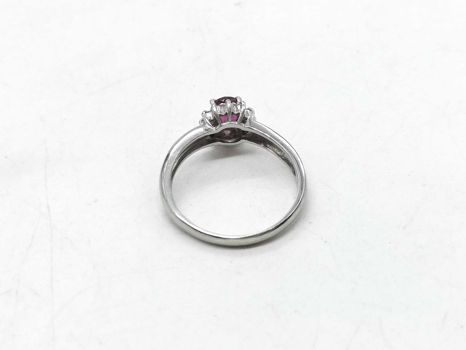 Platinum.60ct Ruby and.15ctw Diamond Cluster Ring - 7
