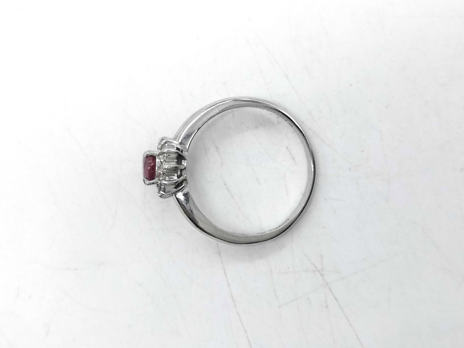 Platinum.60ct Ruby and.15ctw Diamond Cluster Ring - 8